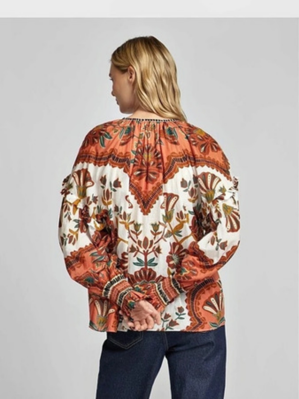 FARM Rio Riad Botanical Multicolored Blouse Size Medium - Picture 5 of 9